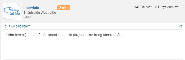 những người giảm cân thành công khi ăn khoai lang